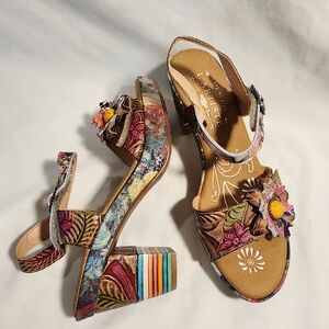 L'Artiste by Spring Step Multicolor Floral Sandals